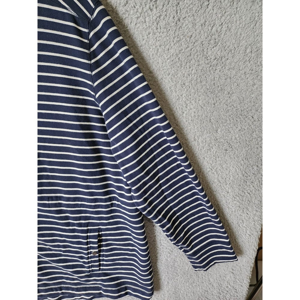 L.L. Bean Snap Front Hoodie Women 3X Blue White Striped Cotton Blend 502733 - Picture 6 of 11